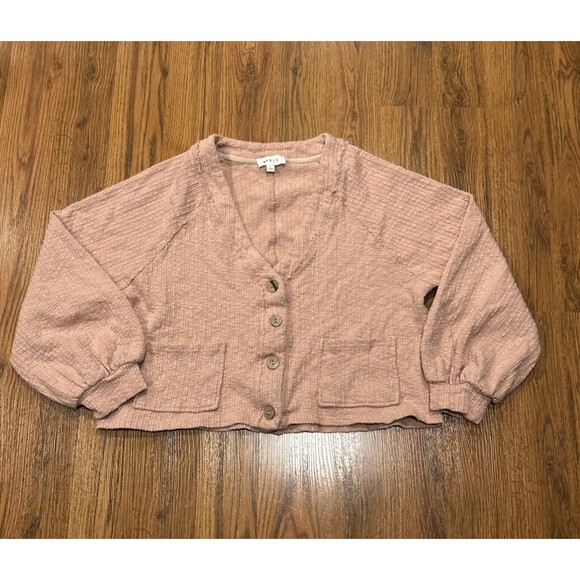 Mable Cardigan Set Haley Crop Womens Large Rose Shorts Pockets Lounge Casual - Picture 10 of 14